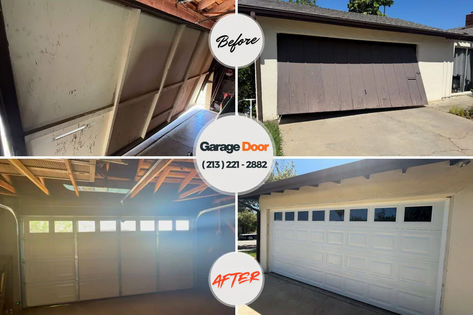 Before and after: garage door repair Caribou, ME